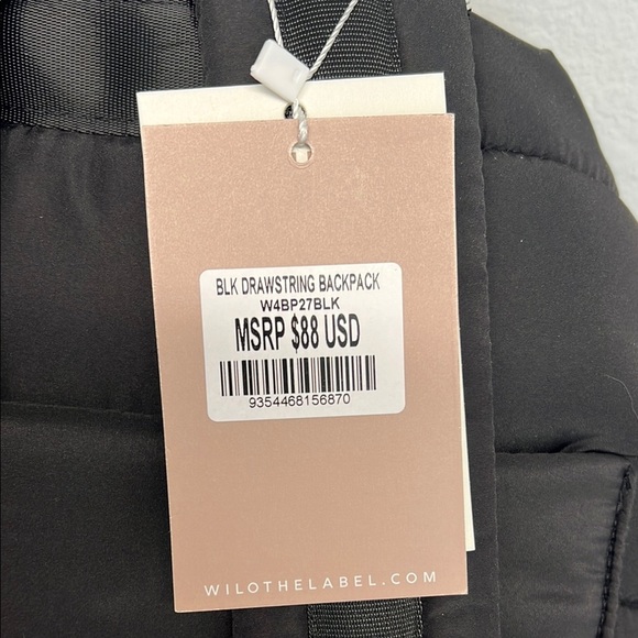 Wilo The Label | Black Puffer Drawstring  Backpack - Picture 10 of 12